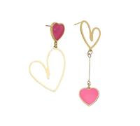 KBRPEY Pendientes Asimétricos Corazón Dorado Esmaltado Colgantes Elegantes Románticos Joyería Femenina
