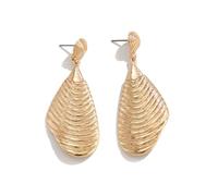 KBRPEY Pendientes Colgantes Textura Ondulada Estilo Concha Marina Joyería Elegante Accesorios Mujer Aretes Metálicos Brillantes Diseño Contemporáneo