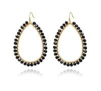 Kbrpey Pendientes De Aro Lágrima Grandes Con Cuentas Negras Y Doradas Pendientes Colgantes Elegantes Para Mujer Joyería De Moda Accesorios De Fiesta Estilo Bohemio