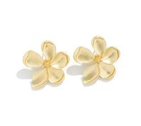 KBRPEY Pendientes Flor Cinco Pétalos Metálicos Brillantes Elegantes Joyas Femeninas Accesorios Decorativos Complementos Mujer