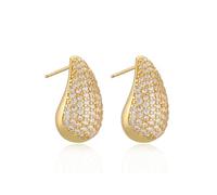 KBRPEY Pendientes Lágrima Elegantes Cristales Brillantes Chapados Oro Joyería Mujer Aretes Pequeños Lujo Diario Ceremonia