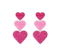 KBRPEY Pendientes Largos Corazón Triple Cascada Brillantes Acrílicos Joyería Mujer Accesorios Elegantes