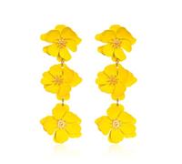 KBRPEY Pendientes Largos Flores Colgantes Cascada Triple Pétalos Brillantes Joyería Femenina Elegante Primavera Verano