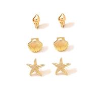KBRPEY Pendientes Mujer Dorados Conchas Estrella Mar Moda Joyería Elegante Para Todas Las Ocasiones
