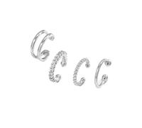 KBRPEY Pendientes Mujer Ear Cuff Conjunto Aretes Elegantes Sin Perforación Pendientes Joyería Moderna Oreja(Plata)
