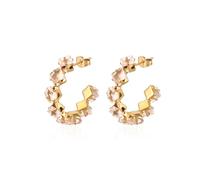 KBRPEY Pendientes Mujer Pendientes de Plata de Ley 925 Aro Circonita Microseting para Señora Mujer Chica Joven Par de Criollas Pequeñas con Circonitas de Brillantes Colores (Champán)