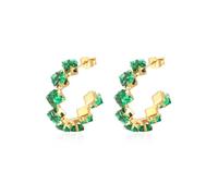 KBRPEY Pendientes Mujer Pendientes de Plata de Ley 925 Aro Circonita Microseting para Señora Mujer Chica Joven Par de Criollas Pequeñas con Circonitas de Brillantes Colores (Verde)