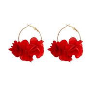 KBRPEY Pendientes Mujer Plata 925 Pendientes de Aro en Forma de Flor de Rosa Hipoalergénicos Elegante Gota Statement Florales Pendientes Dorados Regalos Joyas Joyeria Fiesta Niñas