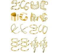 KBRPEY Pendientes Mujer Set 8 Pares Aros Diseño Elegante y Moderno Pendientes Aro Plata Mujer para Ocasiones Especiales y Uso Diario (Oro)