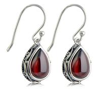 KBRPEY Pendientes para Mujer Lágrima Bohemio Vintage de Plata Tibetana Joyasregalos de Joyería Hipoalergénica de Plata para Mujeres (Rojo)