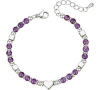 KBRPEY Pulsera Corazón Piedras Naturales Aguamarina Multicolor Ajustable Acero Inoxidable Mensaje Inspirador Tarjeta Motivacional Artesanal (Púrpura)