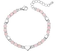 KBRPEY Pulsera Corazón Piedras Naturales Aguamarina Multicolor Ajustable Acero Inoxidable Mensaje Inspirador Tarjeta Motivacional Artesanal (Rosa)