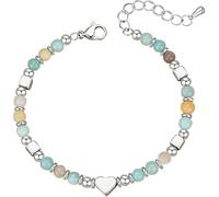 KBRPEY Pulsera Corazón Piedras Naturales Aguamarina Multicolor Ajustable Acero Inoxidable Mensaje Inspirador Tarjeta Motivacional Artesanal (Verde)