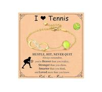KBRPEY Pulsera Deportivas Dorada Mujer Ajustable Diseño Infinito Hapado en Oro de 14K Pulsera Balón de Baloncesto Tenis Fútbol con Circonitas Joyería Moderna para Amantes del Deporte (B)