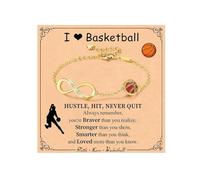 KBRPEY Pulsera Deportivas Dorada Mujer Ajustable Diseño Infinito Hapado en Oro de 14K Pulsera Balón de Baloncesto Tenis Fútbol con Circonitas Joyería Moderna para Amantes del Deporte (C)