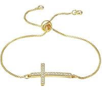 KBRPEY Pulsera Mujer Elegante Con Cruz Dorada Y Cristales Brillantes Para Regalos Originales Para Mujer (Pequeño)