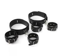 KBRPEY Set de Bondage BDSM con Correas para Muñecas Muslos y Tobillos Esposas Ajustables de Cuero PU 3 en 1 para Parejas Manillas Cómodas para Principiantes