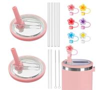KBRPEY Stanley Cup Accesorios 14 Piezas Reutilizable Incluye Pajita Gorro de Paja de Flores Pajita Cepillo Accesorios Repuesto No Incluye Tazas