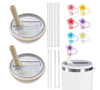 KBRPEY Stanley Cup Accesorios 14 Piezas Reutilizable Incluye Pajita Gorro de Paja de Flores Pajita Cepillo Accesorios Repuesto No Incluye Tazas