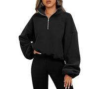 KBRPEY Sudaderas Mujer Camisetade Manga Larga Sudadera Mujer Cremallera Moda Casual Sudadera Elegante Camisa Cuello Redondo Top Mujer