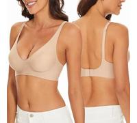 KBRPEY Sujetador Mujer Sin Aros Bralette Push Up Sujetadores Sin Costuras con Relleno Cuello en V Cómodo y Básico para Todos los Días(M)