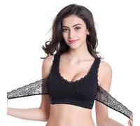 KBRPEY Sujetadores Mujer sin Aros Push up Encaje Forma V Cómodo Transpirable Sujetador sin Costuras Soporte Efecto Realce Natural Elegante Ropa Interior Diario