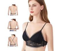 KBRPEY Sujetadores Mujer sin Aros Push up Triangular Encaje Bralette Tirantes Cruzados Sujetador sin Costuras Transpirable Cómodo Soporte Ligero Diseño Elegante