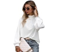 KBRPEY Top de Cuello Alto Pierda Camiseta Mujer Manga Larga Tops Blusa Manga de Linterna Casual Manga Larga Color Sólido Blusa Camisa Mangas Largas Sueltas