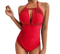 KBRPEY Traje de Baño de una Pieza para Mujer Halter Cuello Elegante Bañador Push up Efecto Reductor Ropa de Natación Playa Verano One Piece Swimsuit Vacaciones