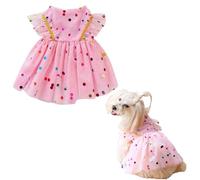 KBRPEY Vestido de Perro Falda de Cachorro Vestidos de Princesa para Perros Tutu Flor Boda Encaje Vestido de Lazo de Lujo para Perro Pequeño Niña(L)
