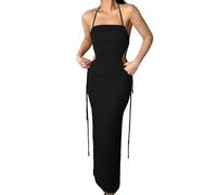 KBRPEY Vestido Halter Largo Elegante Mujer Vestidos Verano Fiesta Coctel Bodycon Maxi Vestido Ajustado Corte Sirena Ropa Vestir para Eventos Ceremonias Bodas Noche