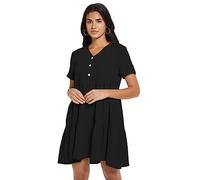KBRPEY Vestido Manga Corta Mujer Vestidos Verano Cuello V con Botones Vestido Casual Volantes Vestidos de Fiesta Elegantes Vestido Corto para Mujer Vestidos de Verano