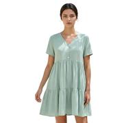 KBRPEY Vestido Manga Corta Mujer Vestidos Verano Cuello V con Botones Vestido Casual Volantes Vestidos de Fiesta Elegantes Vestido Corto para Mujer Vestidos de Verano