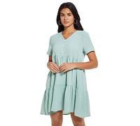 KBRPEY Vestido Manga Corta Mujer Vestidos Verano Cuello V con Botones Vestido Casual Volantes Vestidos de Fiesta Elegantes Vestido Corto para Mujer Vestidos de Verano