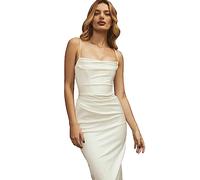 KBRPEY Vestido Mujer Elegante Camisola Vestidos de Fiesta Mujer Elegantes Vestido Confort Vestidos Verano Mujer Blanco Sexy Vestido Largo con Espalda Baja(Blanco L)