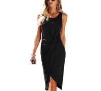 KBRPEY Vestido sin Mangas Mujer Drapeado Elegante Verano Fiesta Coctel Asimétrico Vestidos Verano Casual Nudo Lateral Ropa Vestir para Eventos