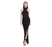 KBRPEY Vestido sin Mangas Mujer Halter Cuello Alto Elegante Vestidos Verano Fiesta Largo con Abertura Lateral Vestidos de Noche Coctel Ceremonia Boda