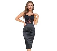 KBRPEY Vestido Tirantes Mujer Verano Corte Ajustado Encaje Elegante Vestidos de Fiesta Midi Coctel Bodycon Vestido Verano para Eventos Noche Boda Ceremonia Celebración
