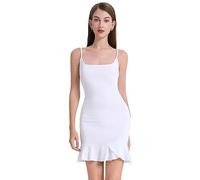 KBRPEY Vestido Tirantes Mujer Verano Corto Ajustado Volante Vestidos de Fiesta Elegantes Vestido Verano Mini Bodycon Casual Coctel Ceremonia Boda Noche Playa Fiesta