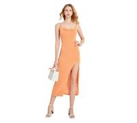 KBRPEY Vestido Tirantes Mujer Verano Midi Cuello Drapeado Abertura Lateral Elegante Vestidos de Fiesta Coctel Ceremonia Casual Bodycon Vestido Ajustado Fiesta Noche