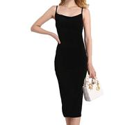 KBRPEY Vestido Tirantes Mujer Verano Vestido Ajustado Midi Escote Corazón Vestidos de Fiesta Elegante Vestido Coctel Bodycon Clásico para Eventos Casual Oficina Noche