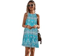 KBRPEY Vestidos Mujer Casual Verano Vestido Casual Boho Elegante Vestidos Sin Mangas Vintage Falda de Playa Estampado de Flores Mini Vestido Vestido Midi de Playa
