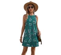 KBRPEY Vestidos Mujer Casual Verano Vestido Casual Boho Elegante Vestidos Sin Mangas Vintage Falda de Playa Estampado de Flores Mini Vestido Vestido Midi de Playa