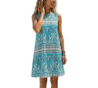 KBRPEY Vestidos Mujer Casual Verano Vestido Casual Boho Elegante Vestidos Sin Mangas Vintage Falda de Playa Estampado de Flores Mini Vestido Vestido Midi de Playa