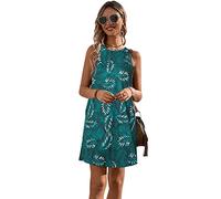 KBRPEY Vestidos Mujer Casual Verano Vestido Casual Boho Elegante Vestidos Sin Mangas Vintage Falda de Playa Estampado de Flores Mini Vestido Vestido Midi de Playa