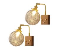 KBUUKYYXouy Apliques de pared estilo cortesano con interruptor Luz ángulo ajustable Círculo redondo Pantalla vidrio Lámpara latón Iluminación Base madera Aplique for cocina Isla Porche(2 Pack)