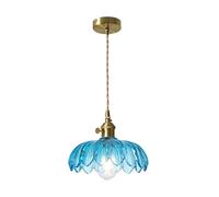 KBUUKYYXouy Lámpara colgante de cristal de cobre de loto retro de mediados de siglo, lámpara colgante, iluminación colgante, accesorio de techo vintage for dormitorio, comedor, isla de cocina
