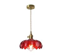 KBUUKYYXouy Lámpara colgante de cristal de cobre de loto retro de mediados de siglo, lámpara colgante, iluminación colgante, accesorio de techo vintage for dormitorio, comedor, isla de cocina