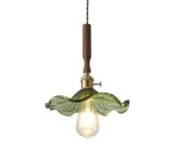 KBUUKYYXouy Lámpara colgante de vidrio soplado a mano francesa Flor arte retro Lámparas colgantes una sola cabeza ajustables Araña romántica japonesa B& for escaparate(Green,1 light)
