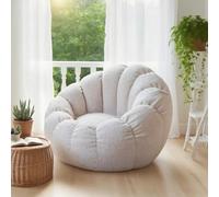 KBZSlyn Bean Bag Cover Fluffy Beanbag Chair (No Filling) Pumpkin Shaped Bean Bag Lounge Chair Without Filler for Adults Empty Lazy Sofa for Living Room, Bedroom(Beige)